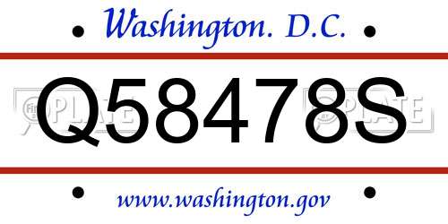 Q58478S District Of Columbia License Plate