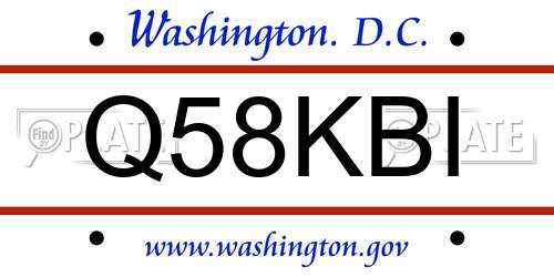 Q58KBI District Of Columbia License Plate