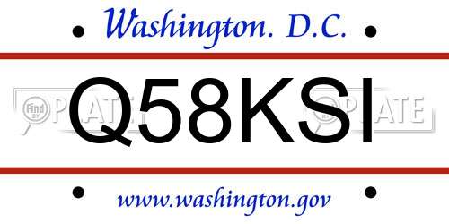 Q58KSI District Of Columbia License Plate
