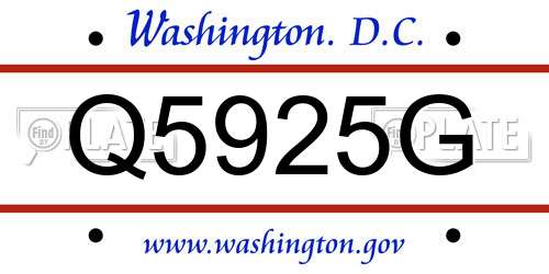 Q5925G District Of Columbia License Plate