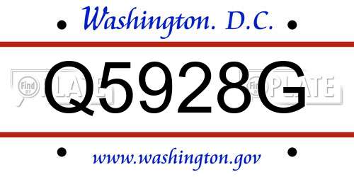 Q5928G District Of Columbia License Plate