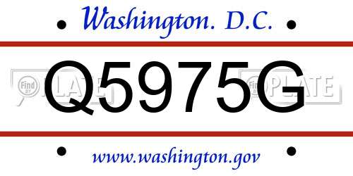Q5975G District Of Columbia License Plate