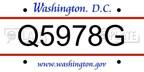 Q5978G District Of Columbia License Plate