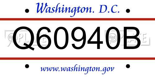 Q60940B District Of Columbia License Plate