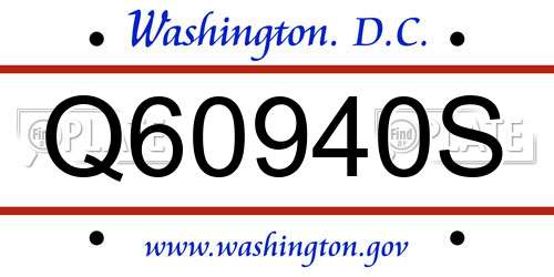 Q60940S District Of Columbia License Plate