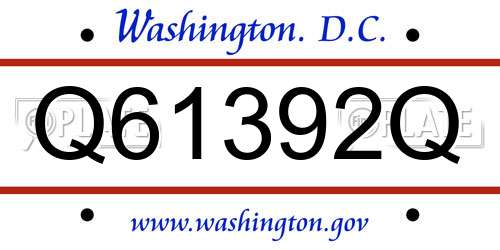 Q61392Q District Of Columbia License Plate