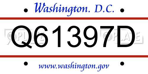 Q61397D District Of Columbia License Plate