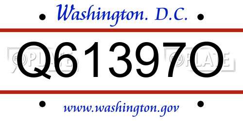 Q61397O District Of Columbia License Plate