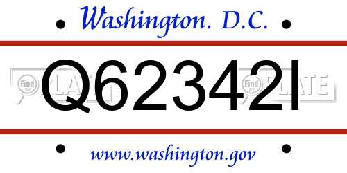 Q62342I District Of Columbia License Plate