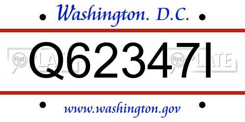 Q62347I District Of Columbia License Plate
