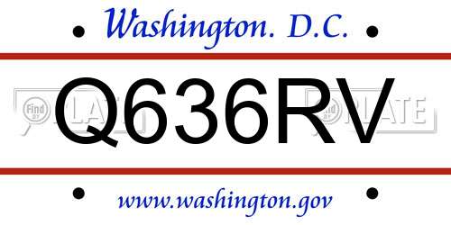 Q636RV District Of Columbia License Plate