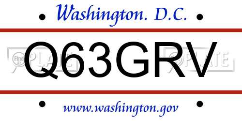 Q63GRV District Of Columbia License Plate