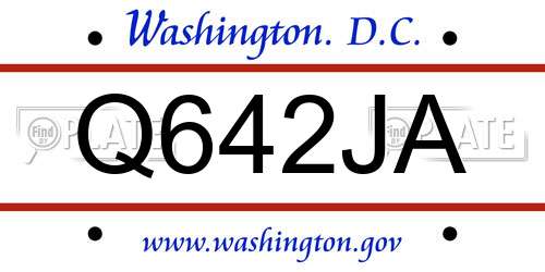Q642JA District Of Columbia License Plate