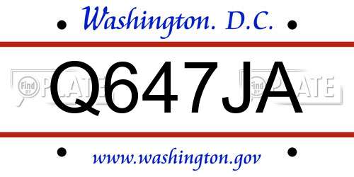 Q647JA District Of Columbia License Plate