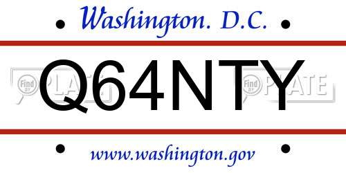 Q64NTY District Of Columbia License Plate