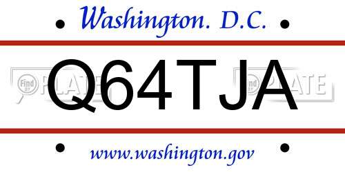 Q64TJA District Of Columbia License Plate