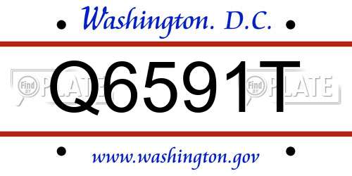 Q6591T District Of Columbia License Plate