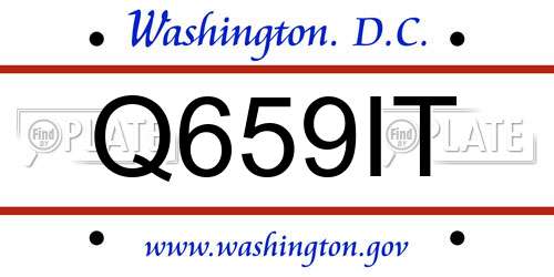 Q659IT District Of Columbia License Plate