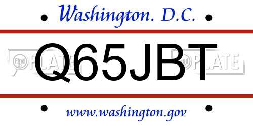 Q65JBT District Of Columbia License Plate