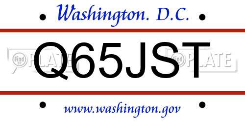Q65JST District Of Columbia License Plate