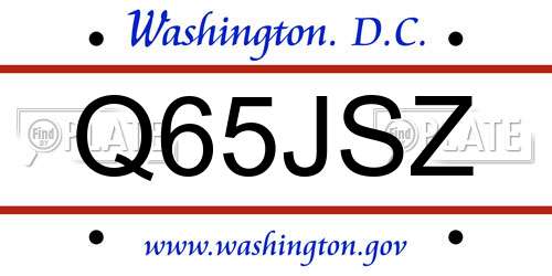 Q65JSZ District Of Columbia License Plate