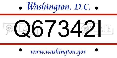 Q67342I District Of Columbia License Plate