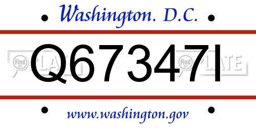 Q67347I District Of Columbia License Plate