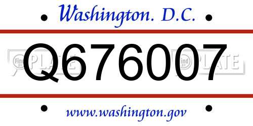 Q676007 District Of Columbia License Plate