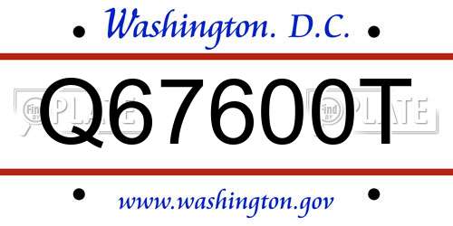 Q67600T District Of Columbia License Plate