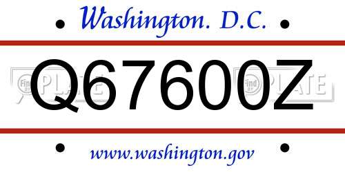 Q67600Z District Of Columbia License Plate