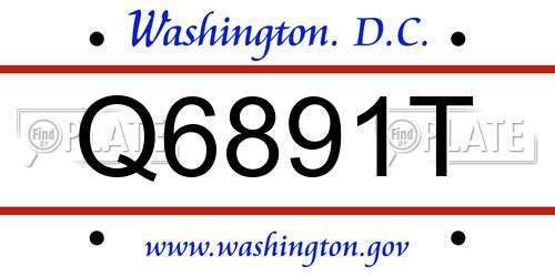 Q6891T District Of Columbia License Plate