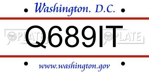 Q689IT District Of Columbia License Plate