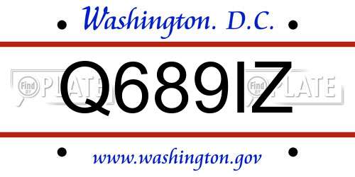 Q689IZ District Of Columbia License Plate
