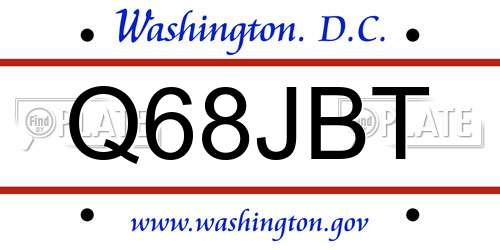 Q68JBT District Of Columbia License Plate