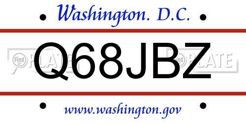 Q68JBZ District Of Columbia License Plate