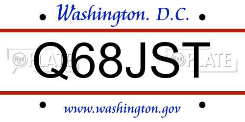 Q68JST District Of Columbia License Plate