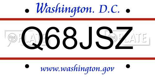 Q68JSZ District Of Columbia License Plate
