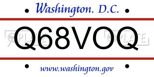 Q68VOQ District Of Columbia License Plate