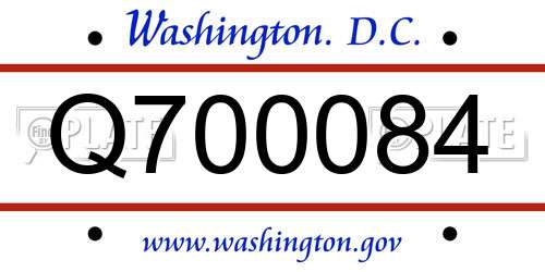 Q700084 District Of Columbia License Plate