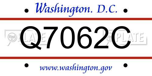 Q7062C District Of Columbia License Plate