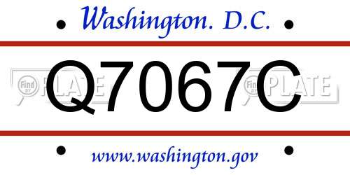 Q7067C District Of Columbia License Plate