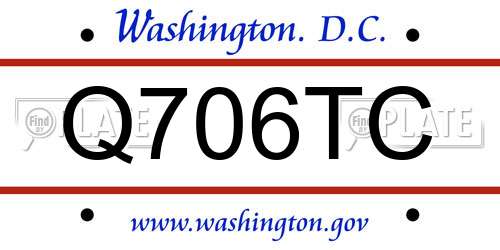 Q706TC District Of Columbia License Plate