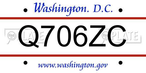 Q706ZC District Of Columbia License Plate