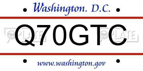 Q70GTC District Of Columbia License Plate