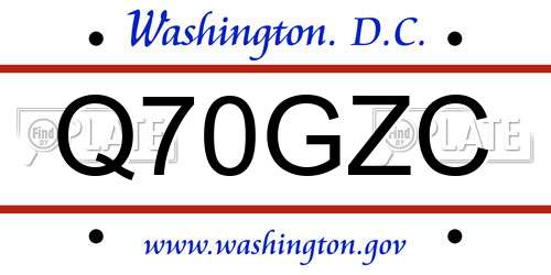 Q70GZC District Of Columbia License Plate