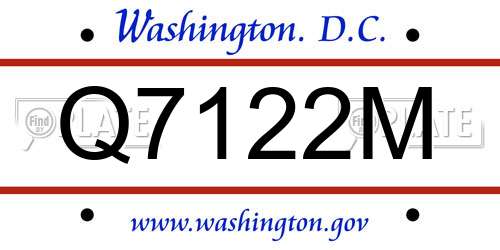 Q7122M District Of Columbia License Plate