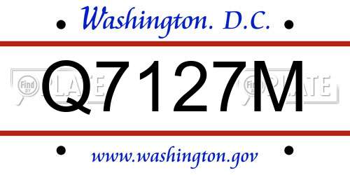 Q7127M District Of Columbia License Plate