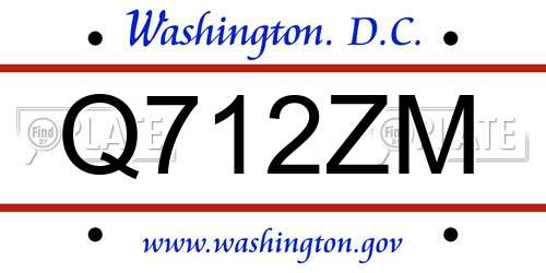 Q712ZM District Of Columbia License Plate