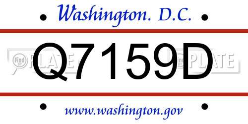 Q7159D District Of Columbia License Plate