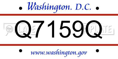 Q7159Q District Of Columbia License Plate